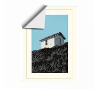 House on the Hill Minimalist Unframed Wall Art Print A4 (29.7×21cm), Wall Decor for Living Room, Bedroom, Office & Home, Art Gift