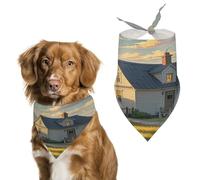 House on The Prairie Dog Bandana Adjustable Pet Scarf Soft Washable Polyester Triangle Bib Lightweight Breathable Pet Bib for Dogs Cats Puppies Suitable for Holiday Birthday