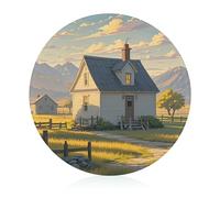 House on The Prairie Tempered Glass Cutting Board Easy to Clean Butcher Block Feeling Comfortable Round Chopping Board Light Portable Cutting Boards for Kitchen Counter 7.9 Inch
