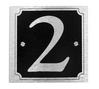 House or Gate Number '2' - Self Adhesive Silver on Black