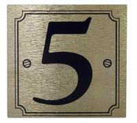 House or Gate Number '5' - Self Adhesive Black on Gold