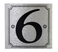 House or Gate Number '6' - Self Adhesive Black on Silver