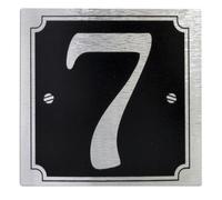 House or Gate Number '7' - Self Adhesive Silver on Black