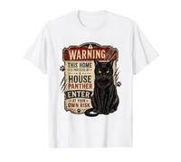 House Panther Has Me Trained Funny Design Black Cats Boss Value Graphic T-Shirt, Men, White, XL