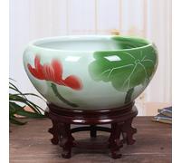 House Plants Indoors Live Water Lily Bowl Hydroponic Container Ceramic Succulent Pots Planter Pot Container Flower Pot Garden Planter Chinese Pot with Base House Plants