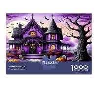 House Pumpkin Bat 1000pc Premium Jigsaw Puzzle Haunted Manor Charm Classic Jigsaw Puzzle Premium Cardstock Decompression Wall Decor Women Men Senior Enthusiasts Concentration Training 38x