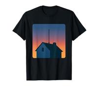 House Roof Vertical Antenna Sunset T-Shirt