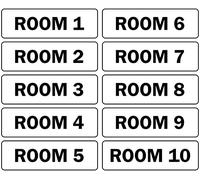 House Room Numbers sign numbered 1-10 - Self adhesive stickers 300mm x 100mm (Room 2)