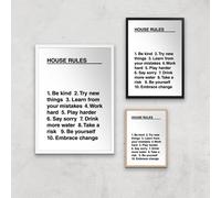 House Rules Giclée Art Print - A4 - Wooden Frame