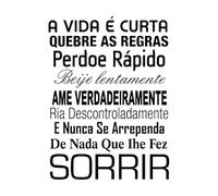House Rules Wall Stickers Mural Home Decor Vinyl Portuguese Version Family A Vida é Curta Quotes Home Decoration Decals-S-42x58cm