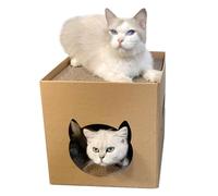 House Scratch Box Toy, Inner Cat Shelter, Playhouse with Scratch Pads, Cosy Cardboard Cat for Kittens, Birthday Gift Cat Toy, Indoor Cat Enrichment Furniture