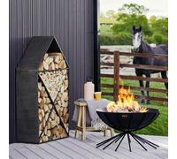 House Sculptural Log Storage Natural Black H125cm W70cm Ivyline Black One Size