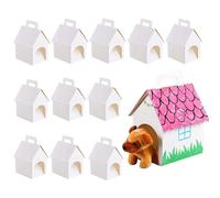 House Shape Candy Boxes - 12 Pack Gift Favor Containers, Handle Carry Design | DIY Treat Packaging for Pet Adoption Party Cake Candy Toy Craft Holiday Birthday Wedding Celebration School Event Use
