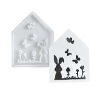 House Shape Silicone Molds with Bunnies Butterfly Flower Pattern for Holder Soap Making Gypsum Decoration Epoxy Resin