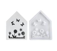 House Shape Silicone Molds with Bunnies Butterfly Flower Pattern for Holder Soap Making Gypsum Decoration Epoxy Resin