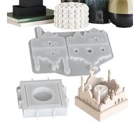 House Shaped Candle Holder, Non-Stick Concrete Casting Mould - Candle Holder Mould at Home with Easy Draft - for Lovers of DIY Art Craft Birthday Party San