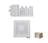 House Shaped Candlestick Silicone Plaster Resin Making Molds Holder Gypsum Mold Table Decorations Silicone Mold