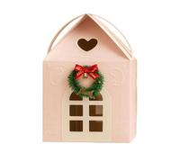 House-Shaped Gift Box with Handle, Reusable Christmas Cottage Favor Box for Holiday Packaging, Cookie & Candy Box for Parties, Festive Table Decor