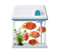 House-Shaped Mini Aquarium With Double Filtration and Led Lighting. Includes Filter Cotton and Filter Media, Making It Ideal for Various Tropical Fish.-White
