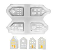 House Shaped Silicone Molds for Candle, Houses Candle Moulds for Casting, Christmas House Silicone Mold, Reusable Molds for Crafts,Christmas Candle Making Molds