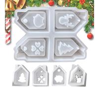 House-Shaped Silicone Mould | 4-Way Christmas Casting Tools - Desk Decoration Concrete Moulds - For Teachers For Plaster Art Creative Hobbyists DIY Theme Events Workshops Jewellery Making