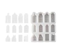 House Shaped Silicone Mould, House Plaster Moulds, 12 Way Silicone Craft Mould for Home Decoration, Plaster, Ornament, Candle Making, Epoxy Resin Casting