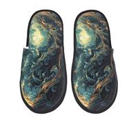 House Shoes Enchanted Tree Skull Path Print Plush Home Slippers Lightweight Comfortable Winter Slippers Travel Bedroom L
