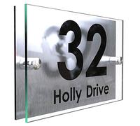 House Sign Modern Glass Effect Acrylic Door Number Name Road Plate Plaque