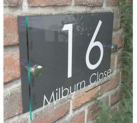 House Sign Modern Glass Effect Acrylic Door Number Name Road Plate Plaque