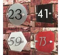 HOUSE SIGN PLAQUE Personalised Door Number Custom Made for Your Address Home Room Modern Floating Acrylic Long Lasting Weatherproof Bespoke Sign