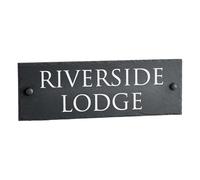 House Signs Direct | Bespoke Slate House Sign 15x45cm | Rustic Grey House Number Plaques | Personalised Home and Door Number Plaques for Wall, Easy Install House Signs for Outside