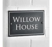 House Signs Direct | Bespoke Slate House Sign 20x30cm | Rustic Grey House Number Plaques | Personalised Home and Door Number Plaques for Wall, Easy Install House Signs for Outside