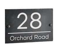 House Signs Direct | Bespoke Slate House Sign | Rustic Grey House Number Plaques | Personalised Home and Door Number Plaques for Wall, Easy Install House Signs for Outside