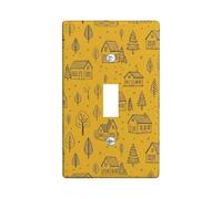 House Single Light Switch Cover Plate, Autumn Rustic Tree Leaf Autumn Yellow Plastic Standard Size Switch Plate Decorative for Bedroom Bathroom Kitchen Entrance Decor (Single)