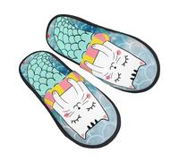 House Slipper Sea Mermaid Cat Ocean Starfish Portable Women's Slippers Breathable Warm Home Slippers Indoor Bedroom L