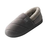 House Slippers Couples Men Slip On Furry Flat Home Winter Round Toe Keep Warm Solid Color Slippers Shoes Dark Gray