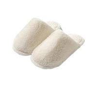 House Slippers, Fluffy Slippers for Women Comfortable Warm Plush Shoes Non-Slip Casual Closed Toe Fleece Slipper Wide Fit Indoor Wear Pure Color Flat Household Slipper Beige