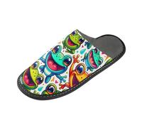 House Slippers for Men Funny Capybaras for Bedroom Comfortable Warm Winter Slippers for Women Men, Happy Frog Pattern, 10/11 UK