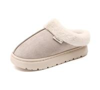 House Slippers For Woman Men, Womens slippers Platform EVA lightweight sole Warm Faux Fur Lined Suede Short Ankle Boots Memory Foam Fuzzy Slippers for Women Anti-Slip Boot Indoor Outdoor Off White
