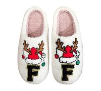 House Slippers For Women Indoor - Men'S Festive Letter Slippers Cozy Winter Warm Indoor Footwear For Couples Breathable Comfortable Holiday (White1, 6.5)