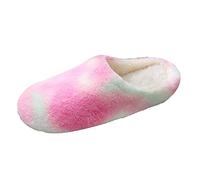 House Slippers For Women Multicolor Tie Dye Plus Velvet Cozy Indoor Non Slip With Soft Sole For Comfort Home Shoes
