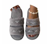 House Slippers for Women Open Toe Sliders Winter Mule Fluffy Slipper | Fluffy Slippers Women,Birthday Gifts for Mum,Ladies Summer Slippers,Slippers for Elderly Women,Flat Shoes,Trendy,Breathable