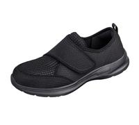 House Slippers Women Men and People with Diabetes Extra Wide Size Comfortable Shoes with Zipper Non-Slip Slippers for Walking Lightweight Breathable Outdoor Leisure Shoes, Black/White, 4 UK