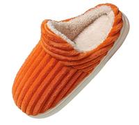 House Slippers Women Men Soft Comfortable Warm Fleece Slippers Velvet Non-Slip Memory Foam Slippers Autumn Winter, A Orange, 6 UK