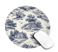 House Small Mouse Pad, Traditional Rustic Tree Bridge None Navy Round Rubber Washable Aesthetic Mousepads for Desk Accessories for Office Home Computer Laptop Round 8x8 Inch