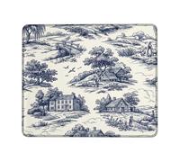 House Small Mouse Pad, Traditional Rustic Tree Bridge None Navy Square Rubber Washable Portable Cloth Mousepad Accessories for Office Home Computer Laptop Square 8x10 Inch