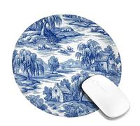 House Small Mouse Pad, Traditional Rustic Tree Sheep None Blue Round Rubber Smooth Aesthetic Mousepads for Desk Decor for Home Office Work Gaming Desk Round 8x8 Inch
