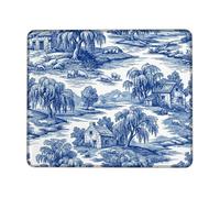 House Small Mouse Pad, Traditional Rustic Tree Sheep None Blue Square Rubber Washable Portable Mini Desk Mousepad Idea for Home Office Desk Laptop Gamers Gift Square 8x10 Inch