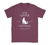 House Stark Mens T-Shirt Large Maroon Game of Thrones Final Season Gift Present Birthday