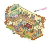 House Stickers with Effect, Miniature Scene Stickers, House Stickers with Effect for Children, Multifunctional Children's Scene Stickers, Colourful Scene Stickers for Hand-Eye Coordination